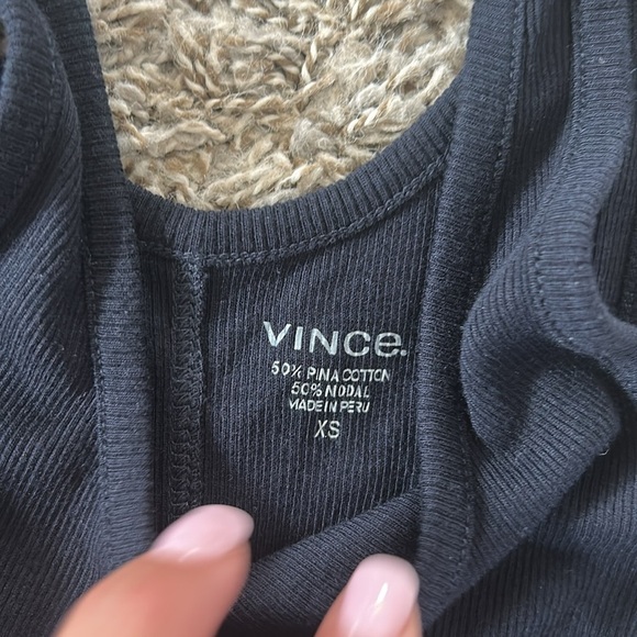 Vince Ribbed White Women's Tank Top Black - Picture 7 of 8